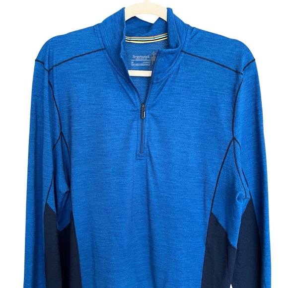 Smartwool Men’s 1/4 Zip Merino Sport Long Sleeve Baselayer Shirt Blue Medium - Picture 2 of 5